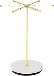 Hailong Ming Neck Chain Holder Jewelry with A Stable Base -versatile Rack -chewing Organizer for Hoop Earrings Brass Chest of Drawers, Gold, as described