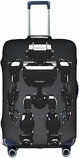 [pvinnk] Black robot Print Protective Luggage Cover Elastic Washable Suitcase Travel Gear Protector, White, X-Large
