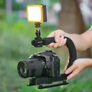 PULUZ C Shape Handheld Bracket Stabilizer + LED Studio Light for DV SLR Camera