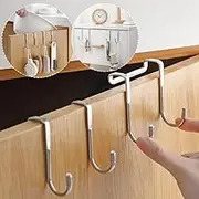 Over The Door Drawer Cabinet Hook , 304 Stainless Steel Double S-Shaped Hook Holder Hanger Metal Heavy Duty Free Punching Door Back Hanging Clothes Hook Organizer for Towel Cloth Bags Sundries (2pcs)