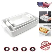 Versatile Stoneware Bakeware Set - 3 Piece Casserole & Lasagna Dish Collection