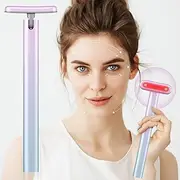 Facial Wand,4-in-1 Facial Device with Microcurrent,Heat, Massage and Red Light Therapy for Anti Aging and Wrinkles,USB Rechargeable