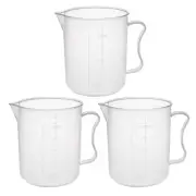 3pcs Laboratory Clear 500mL PP Plastic Graduated Measuring Cup Handled Beaker