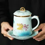 富貴金龍魚泡茶杯個人茶水分離杯辦公家用馬克杯水杯商務送禮品