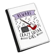 Beware Crazy Guitar Girl Passport Holder Cover Case Music Rock Daughter Funny
