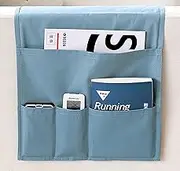 KICPUK Sofa Small Storage Bag, Magazine Remote Control Books, Magazines, Space-saving, Double-Sided Canvas Armchair, Hanging Organiser with Multiple Compartments for Sofa, Chair, Armchair Bag (Blue)