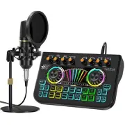 Podcast Microphone Bundle with Live Sound Card Audio Mixer Podcast Equipment ...