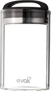 Prepara Evak Fresh Saver Airless Canister, Glass + Stainless, Medium, Soft Touch