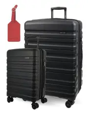 [PIERRE CARDIN] Grande Hard Shell Large and Cabin 2-Piece Set + Luggage Tag in Rose