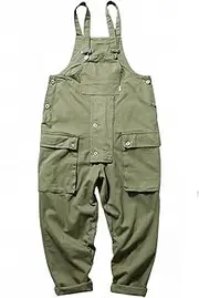 [RAVENT] Men's Overalls Men Pants Loose Baggy Pure Color Coveralls Oversized Men Jumpsuit Summer Clothes for Work Travel (Color : Army Green, Size : Large)
