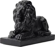 Glitzhome Guardian Lying Lion Garden Statue MGO Outdoor Decoration, 21.75" L, Black