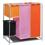 3-Section Laundry Sorter Hamper with a Washing Bin vidaXL