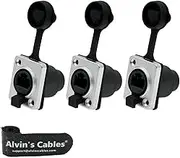 Alvin's Cables 3 Pcs RJ45 Waterproof Coupler Socket Connector IP65 Ethernet Panel Mount RJ45 Connector Black