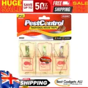Pest Control Pestcontrol Traditional Wooden Re-Usable Mouse Traps (Pack of 3)