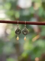 Antique Luster Glass Button Earrings