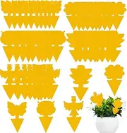 50 Pcs Plant Fly Stickers, Fruit Fly Sticky Trap, Sticky Fruit Fly and Plant Gnat Bug Trap for Indoor or Outdoor Use, Sticky Insect Trap, for Potted Plant, Aphids, Garden(5 Styles, Yellow)
