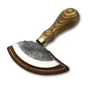 Small Leather Round Knife with Sheath. Razor Sharp Blade. Skiving Knife.