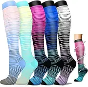 Hi Clasmix Graduated Medical Compression Socks for Women Circulation Recovery-Knee High Supports Women's Novelty Socks & Hosiery