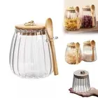Clear Food Container Wood Lid Tea Cans Durable Candy Jars Grains Coffee Beans