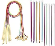 Aluminum Afghan Crochet Hooks,Bamboo Knitting Needle with Bead Carbonized Bamboo Needles,Bamboo Afghan Tunisian Crochet Hooks Set,23Pcs Afghan Crochet Hook and Tunisian Afghan Aluminum Knitting Needle