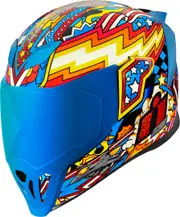 Icon Airflite Flyboy Helmet, blue-yellow, Size XL for Men Blue Yellow