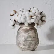 Ceramic Rustic Vase, Whitewashed Terra Cotta Vase, Distressed Farmhouse Décor, P