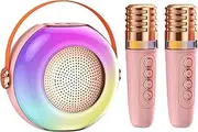 Portable Karaoke Machine - Wireless Speaker with Two Microphones,LED Lights, Sound Machine for Family Home Gathering, Computer Speaker