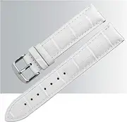 MGHN Leather Watch Straps Leather Watch Bands Polished Buckle Watch Band Strap Quick Release Replacement Wristbands Padded (Color : White Silver Buckle, Size : 12mm)