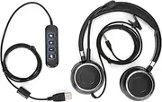 Binaural Headset Office Headset with Mic and Audio Control 3.5mm Connector USB Interface for Call Center Skype Business