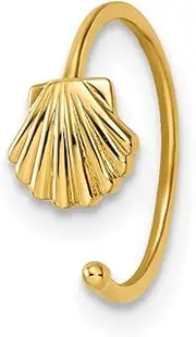 [JewelryWeb] 14k Gold Scallop Shell Ear Cuff 5.32x5.34mm Wide-Ear-Cuff for Women