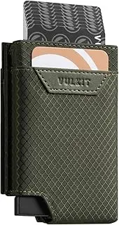 [VULKIT] Bifold Pop up Card Holder with Money Compartment Business Card Case Minimalist Front Pocket Wallet for Men (Green)