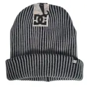 DC Shoes Men's Gray/Black Stretch Fit Knit Cuffed Beanie Hats Cap - One Size