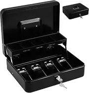 HOODANCOS 1Set Cash Register Portable Locking Cash Box with Money Tray Construction Capacity Organizer for Small Business Includes Keys for Security