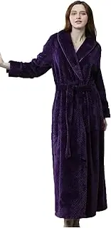 [GDYJP] Women Dressing Gown Ladies Fluffy Dressing Gown Full Length Bathrobe Lounge Wear Dressing Gown Winter Hot Bathrobe (Color : Purple, Size : Medium)