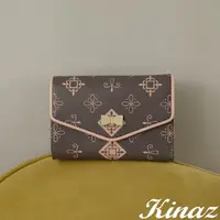 在飛比找momo購物網優惠-【KINAZ】拉鍊零錢袋蝴蝶結Logo袋熊燙金三折老花中夾-