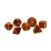 Seven Seas Pirates Metal Red and Gold Spider Web Dice Set - Hexagon Display Box
