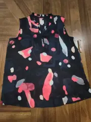 Nic+Zoe Sleeveless Blouse Sz Medium Black Geometric Shapes NWT