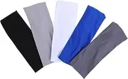 [Kisangel] 5pcs Sports Headband: Athletic Sweatbands Sport Hairbands Elastic Wicking Headband for Youth Kids Boys Girls Children Teenagers Football Basketball