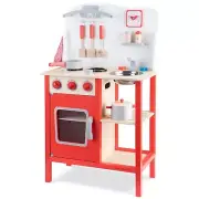 New Classic Toys Red Wooden Pretend Play Toy Kitchen for Kids with Role Play ...