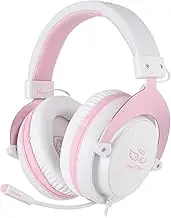 SADES MPOWER Stereo Gaming Headset for PS4, PC, Mobile, Noise Cancelling Over Ear Headphones with Retractable Flexible Mic & Soft Memory Earmuffs for Laptop Mac Games-Angel Edition Pink (Pink)