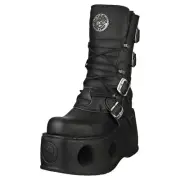 New Rock Boot Metallic M-373-vc2 Unisex Platform Boots in Black - 9.5 US