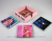 Doja Cat Album Covers (Amala, Purrr, Hot Pink) Glass Coasters Set of 4 + Holder