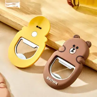 【LINE FRIENDS】熊大莎莉兔兔多功能冰箱貼磁吸式不鏽鋼開瓶器(熊美 冰箱磁鐵 開酒器)