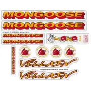 Mongoose - 1994 Villain for blue "grunge" or chrome frame - Decal set - old scho