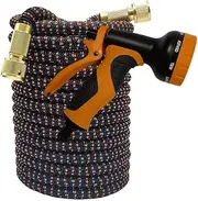 Home and Garden Hose High Pressure Flexible Expandable Bicolor Magic Watering Pipes 25-100FT Fit for Garden Farm Irrigation Car Wash(Blackorange with Gun,75ft-22.5m Extended)