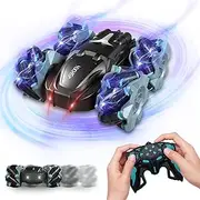 linzezon 2.4Ghz Remote Control Car 360° Rotating RC Stunt Cars with Headlights Double-Sided Fast Flips Cars for 6-12 Year Old Kids (Black)