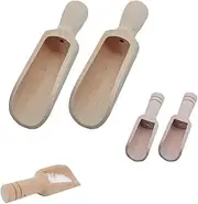 Leewoth 4PCS Dual-Size Wooden Spoons (5.5 & 3 Inch) - Food-Safe Beechwood Measuring Tools for Baking/Coffee/Spices, Ergonomic Kitchen Utensils & Baby Food Prep