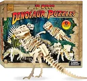Hapinest 3D Wooden Dinosaur Model Puzzles (Makes 6 Dinos) Crafts for Kids Boys and Girls Ages 5 6 7 8 9 10 11 12 Years Old and Up