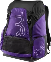 TYR Alliance 45 Liter Purple Ergonomic Backpack with Wet Dry Storage Pockets
