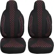 BREMER SITZBEZÜGE Measure Pilot Car Seat Covers Compatible with Renault Master 3 Driver & Passenger from 2010 / Car Seat Covers Set Car Seat Covers Pack of 2 in Black/Red Stitching